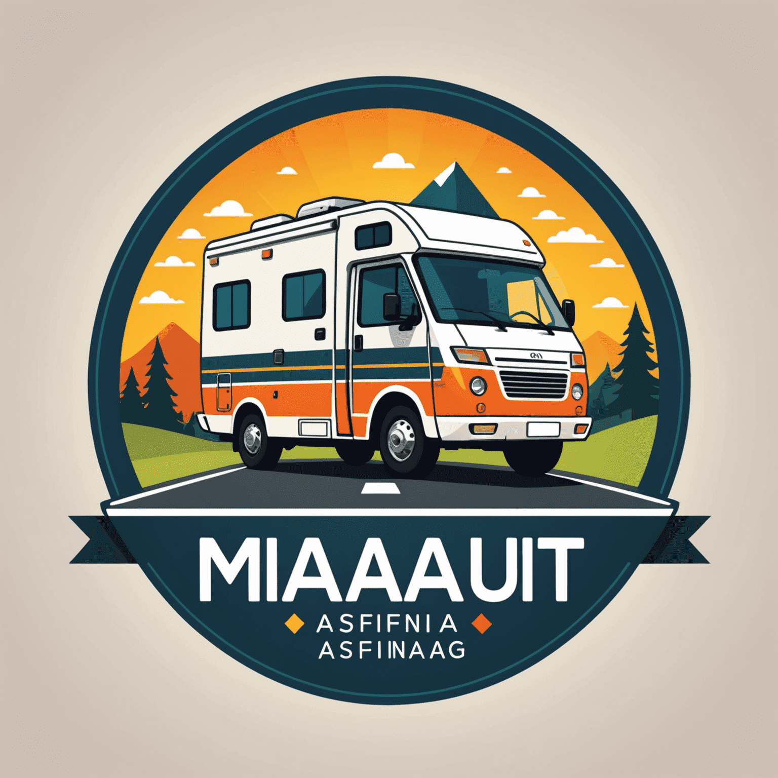 Maut ASFiNAG Online Logo - Ein fröhliches, buntes Logo mit einem stilisierten Wohnmobil und einer Autobahn